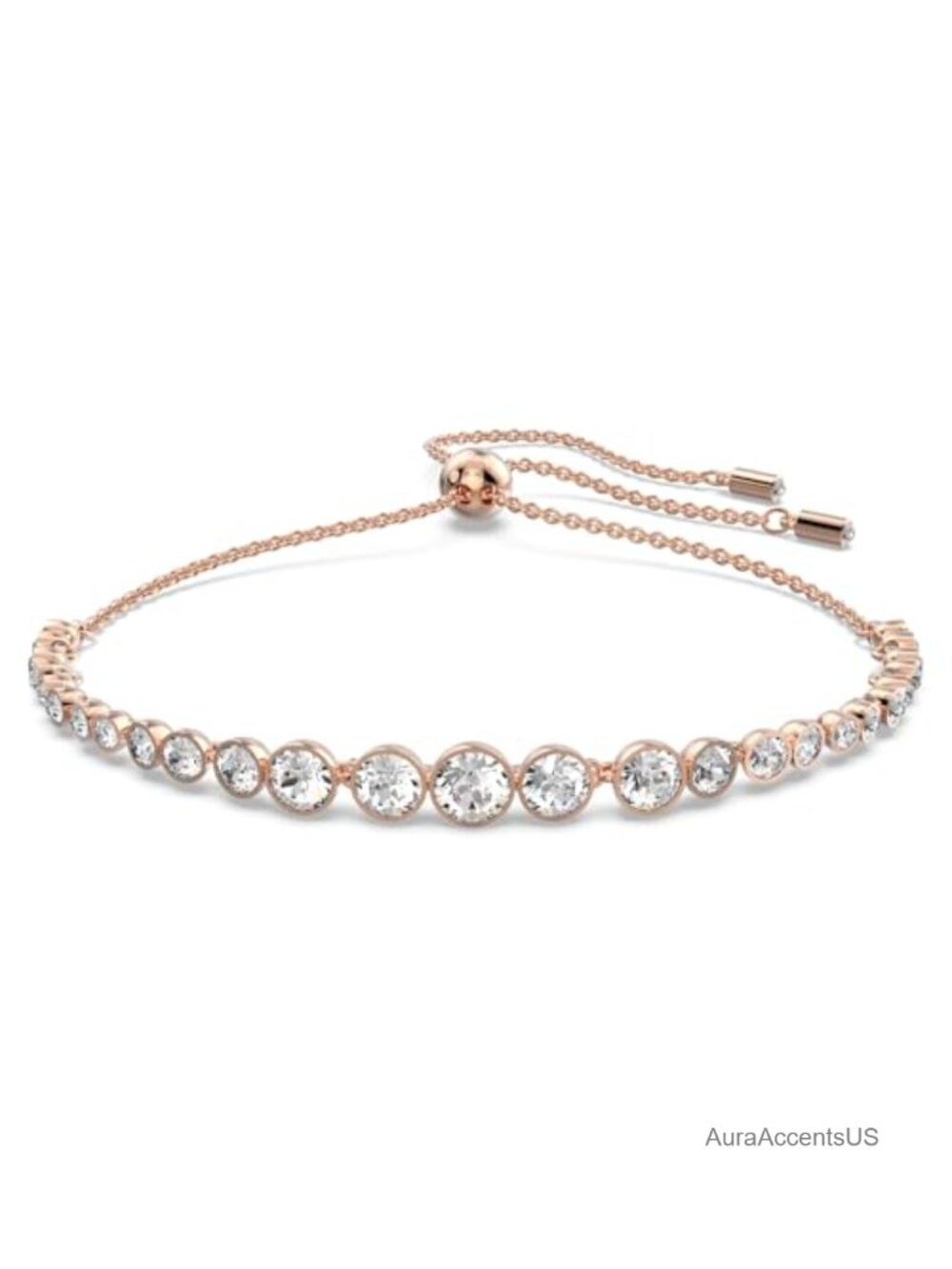 Crystal Cuff Tennis Bracelet with Circle Cut Stones, Sliding Clasp